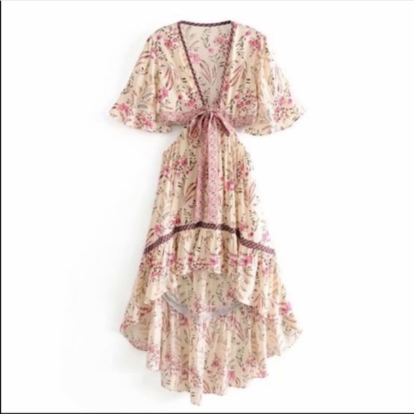 💃🏻Austin Boho Dress Floral Print High Low Dress - Picture 8 of 13